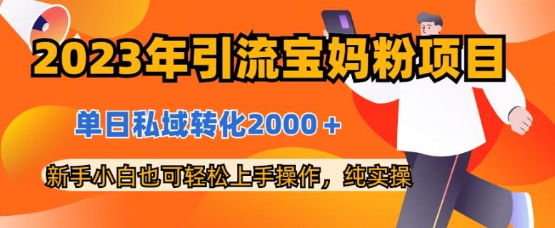 2023年引流宝妈粉项目，单日私域转化2000＋，新手小白也可轻松上手操作，纯实操-布丁源码-专业的网站源码代码分享平台!