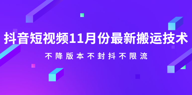 抖音短视频11月份最新搬运技术，不降版本不封抖不限流！【视频课程】-布丁源码-专业的网站源码代码分享平台!