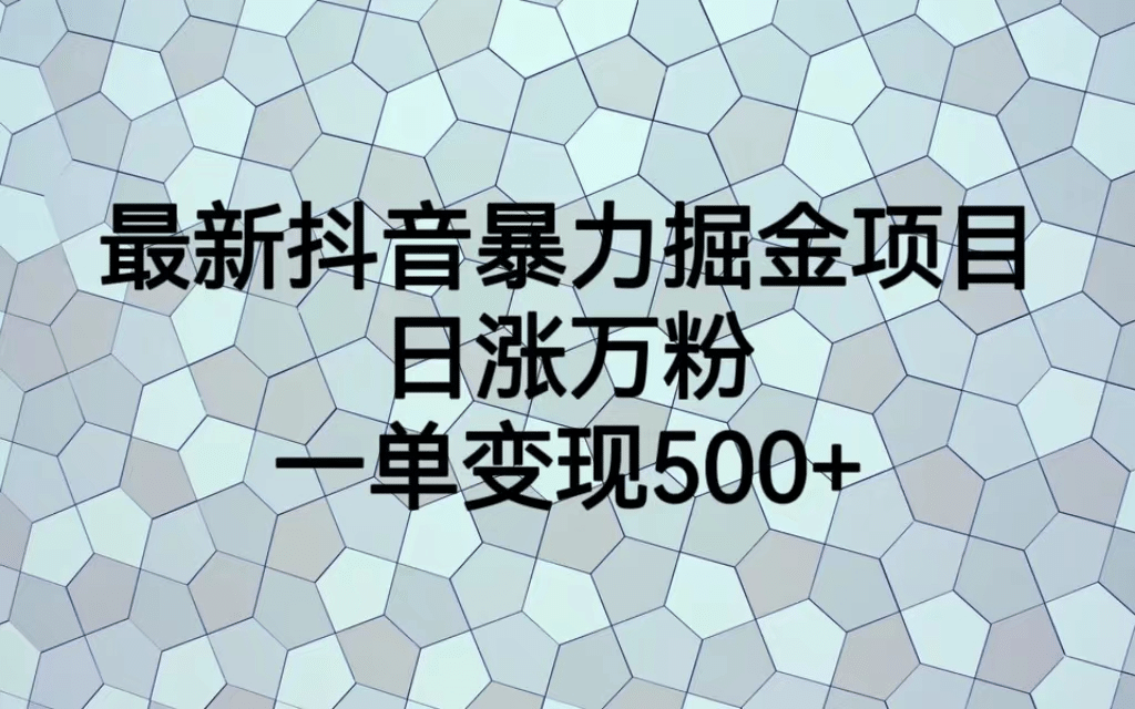最火热的抖音暴力掘金项目，日涨万粉，多种变现方式，一单变现可达500+-布丁源码-专业的网站源码代码分享平台!