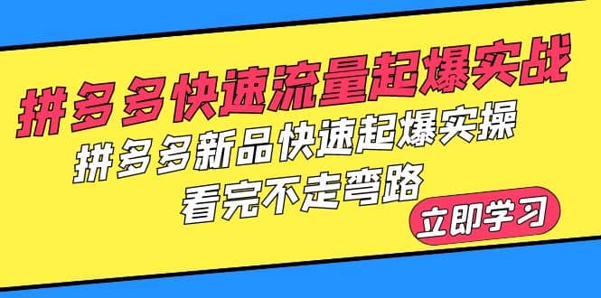 拼多多-快速流量起爆实战，拼多多新品快速起爆实操，看完不走弯路-布丁源码-专业的网站源码代码分享平台!