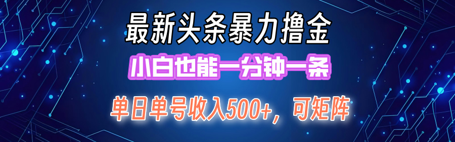 最新头条撸金，小白也能一分钟一条-布丁源码-专业的网站源码代码分享平台!