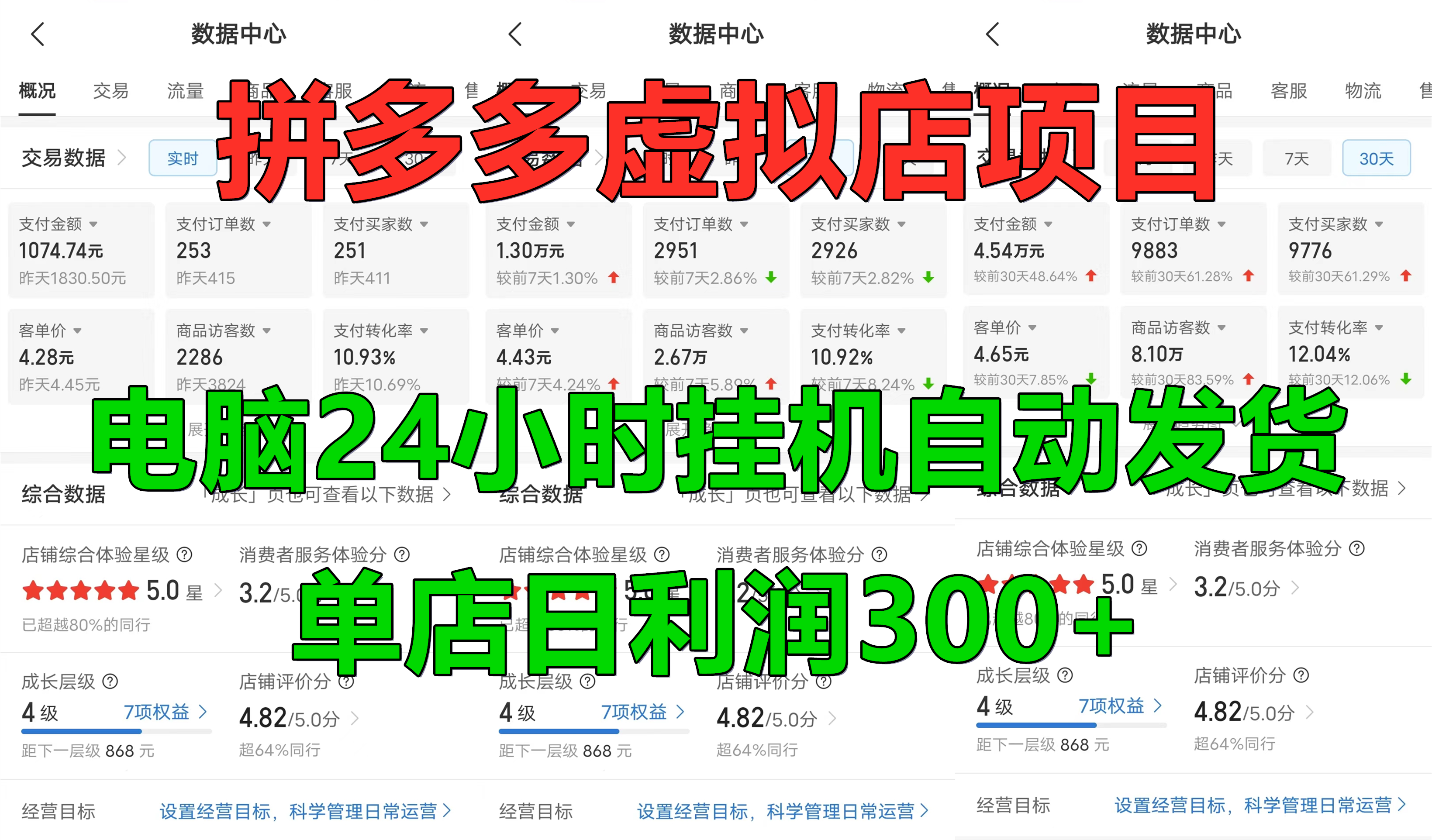 拼多多虚拟店项目，电脑挂机自动发货，单店日利润300+，可放大操作-布丁源码-专业的网站源码代码分享平台!