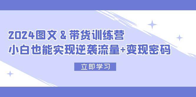 2024 图文+带货训练营，小白也能实现逆袭流量+变现密码-布丁源码-专业的网站源码代码分享平台!