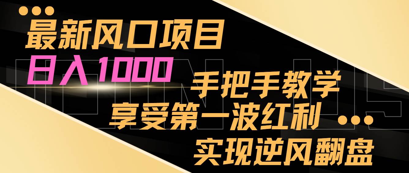 最新风口项目，日入过千，抓住当下风口，享受第一波红利，实现逆风翻盘-布丁源码-专业的网站源码代码分享平台!