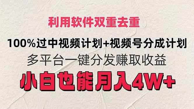 利用软件双重去重，100%过中视频+视频号分成计划小白也可以月入4W+-布丁源码-专业的网站源码代码分享平台!