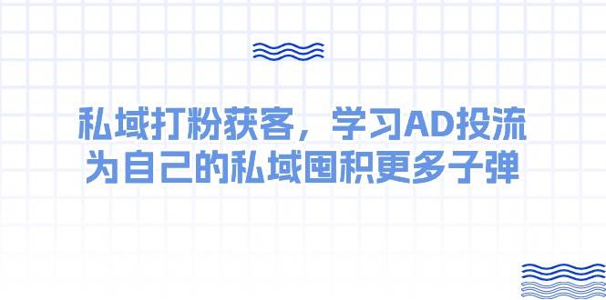 某收费课：私域打粉获客，学习AD投流，为自己的私域囤积更多子弹-布丁源码-专业的网站源码代码分享平台!