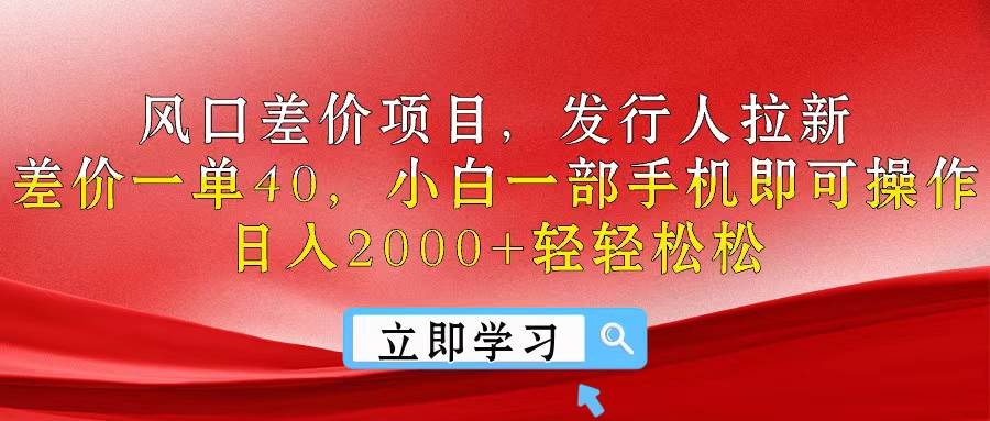 风口差价项目，发行人拉新，差价一单40，小白一部手机即可操作，日入20…-布丁源码-专业的网站源码代码分享平台!