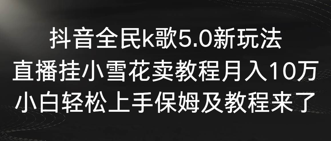抖音全民k歌5.0新玩法，直播挂小雪花卖教程月入10万，小白轻松上手，保…-布丁源码-专业的网站源码代码分享平台!