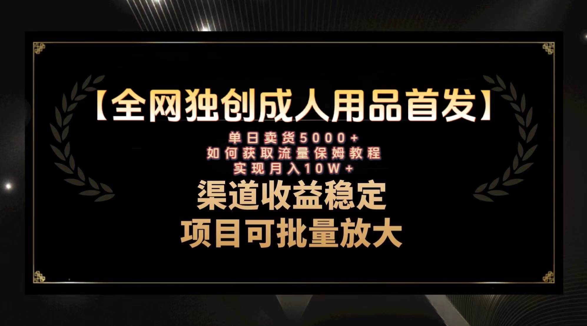 最新全网独创首发，成人用品赛道引流获客，月入10w保姆级教程-布丁源码-专业的网站源码代码分享平台!