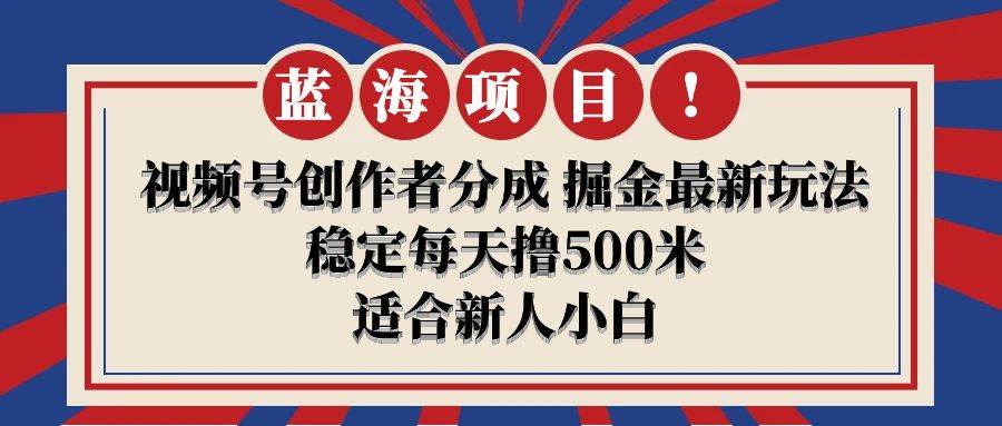 【蓝海项目】视频号创作者分成 掘金最新玩法 稳定每天撸500米 适合新人小白-布丁源码-专业的网站源码代码分享平台!