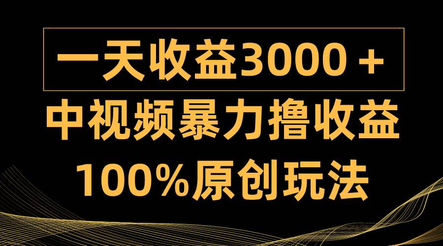 中视频暴力撸收益，日入3000＋，100%原创玩法，小白轻松上手多种变现方式-布丁源码-专业的网站源码代码分享平台!