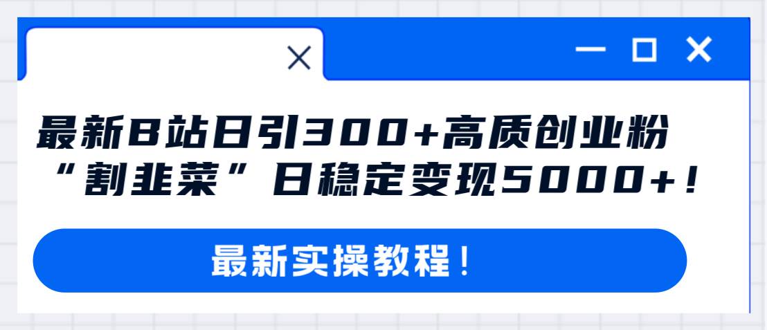 最新B站日引300+高质创业粉教程！“割韭菜”日稳定变现5000+！-布丁源码-专业的网站源码代码分享平台!