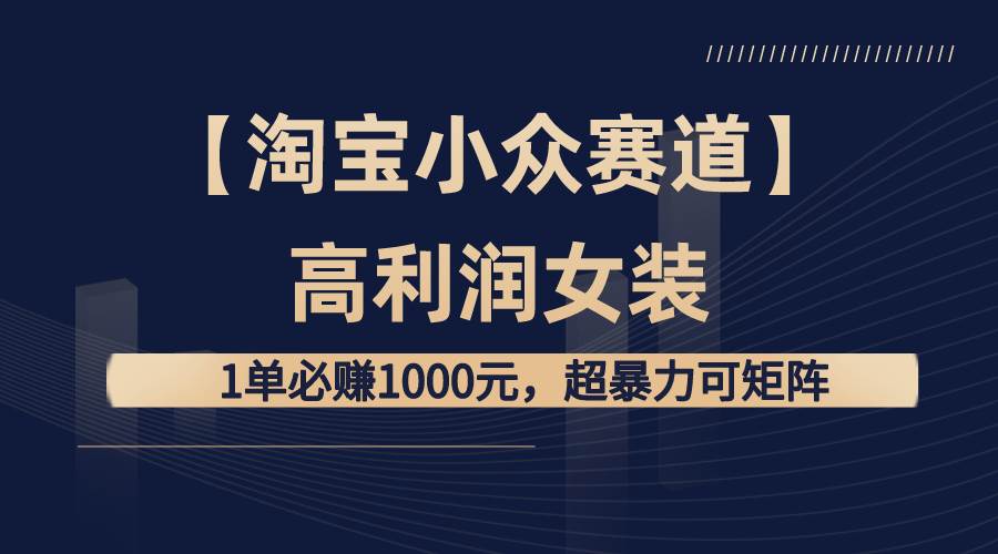 【淘宝小众赛道】高利润女装：1单必赚1000元，超暴力可矩阵-布丁源码-专业的网站源码代码分享平台!