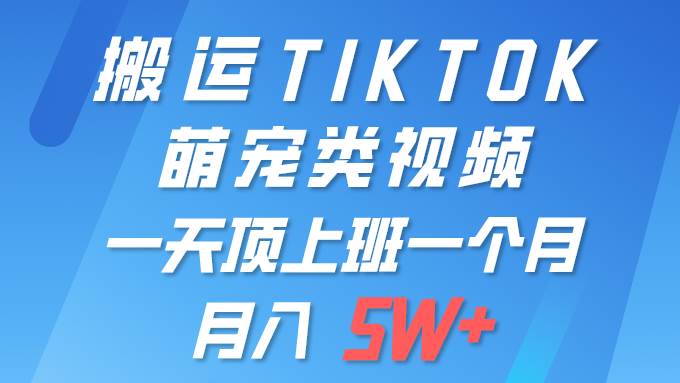一键搬运TIKTOK萌宠类视频 一部手机即可操作 所有平台均可发布 轻松月入5W+-布丁源码-专业的网站源码代码分享平台!