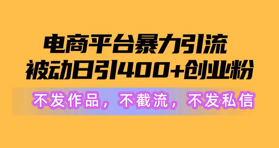 电商平台暴力引流,被动日引400+创业粉不发作品，不截流，不发私信-布丁源码-专业的网站源码代码分享平台!