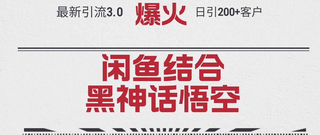 最新引流3.0闲鱼结合《黑神话悟空》单日引流200+客户，抓住热点，实现…-布丁源码-专业的网站源码代码分享平台!