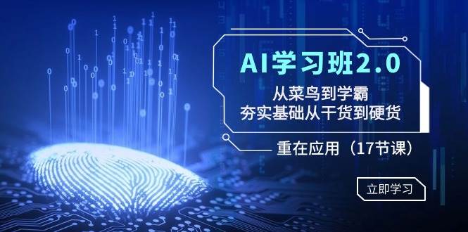 AI学习班2.0：从菜鸟到学霸，夯实基础从干货到硬货，重在应用（17节课）-布丁源码-专业的网站源码代码分享平台!