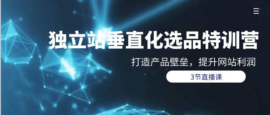 独立站-垂直化选品训练营，打造产品壁垒，提升网站利润（3节直播课）-布丁源码-专业的网站源码代码分享平台!