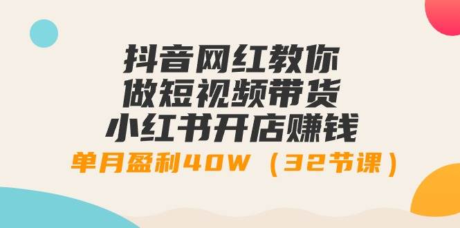 抖音网红教你做短视频带货+小红书开店赚钱，单月盈利40W（32节课）-布丁源码-专业的网站源码代码分享平台!
