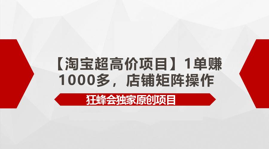 【淘宝超高价项目】1单赚1000多，店铺矩阵操作-布丁源码-专业的网站源码代码分享平台!