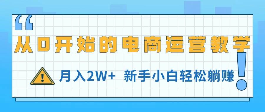 从0开始的电商运营教学，月入2W+，新手小白轻松躺赚-布丁源码-专业的网站源码代码分享平台!