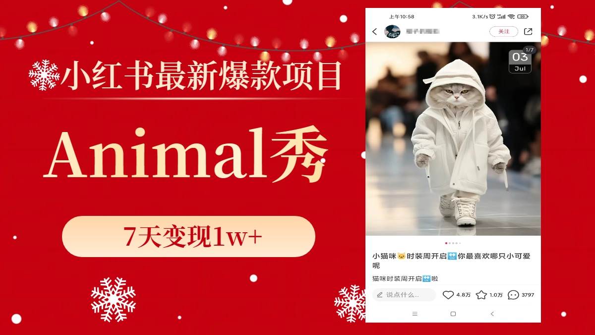 小红书最新爆款项目，Animal秀，7天变现1w+-布丁源码-专业的网站源码代码分享平台!