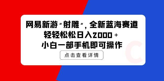 网易新游 射雕 全新蓝海赛道，轻松日入2000＋小白一部手机即可操作-布丁源码-专业的网站源码代码分享平台!
