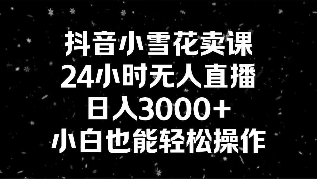 抖音小雪花卖课，24小时无人直播，日入3000+，小白也能轻松操作-布丁源码-专业的网站源码代码分享平台!