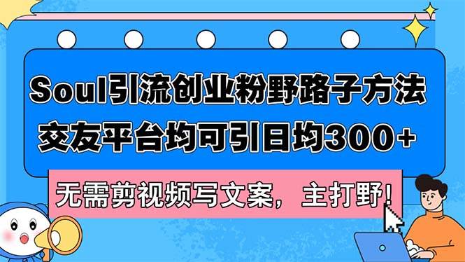 Soul引流创业粉野路子方法，交友平台均可引日均300+，无需剪视频写文案…-布丁源码-专业的网站源码代码分享平台!
