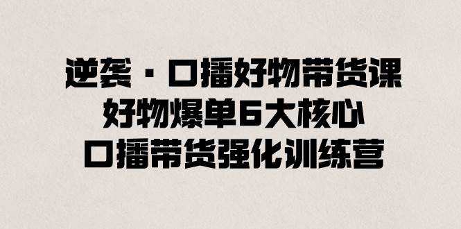 逆袭·口播好物带货课，好物爆单6大核心，口播带货强化训练营-布丁源码-专业的网站源码代码分享平台!