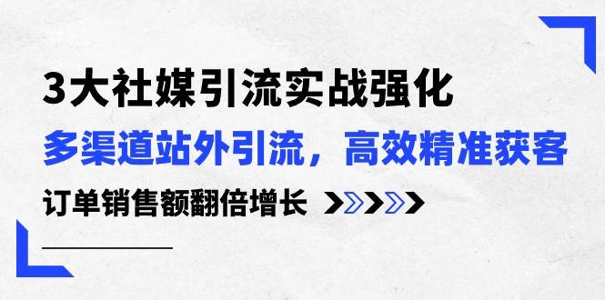 3大社媒引流实操强化，多渠道站外引流/高效精准获客/订单销售额翻倍增长-布丁源码-专业的网站源码代码分享平台!
