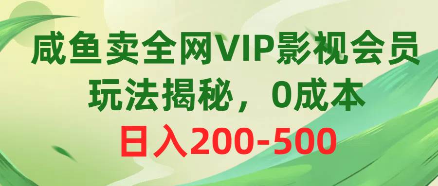 咸鱼卖全网VIP影视会员，玩法揭秘，0成本日入200-500-布丁源码-专业的网站源码代码分享平台!