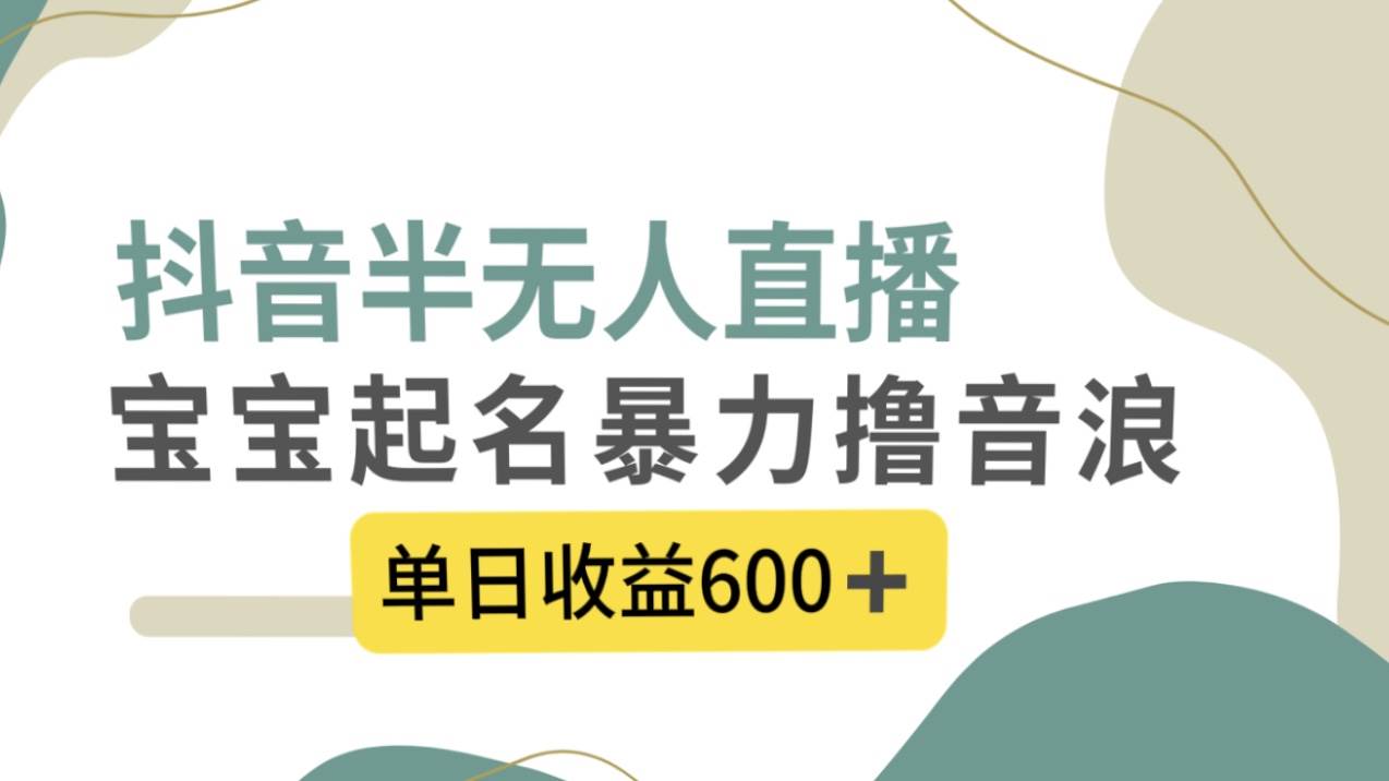 抖音半无人直播，宝宝起名，暴力撸音浪，单日收益600+-布丁源码-专业的网站源码代码分享平台!