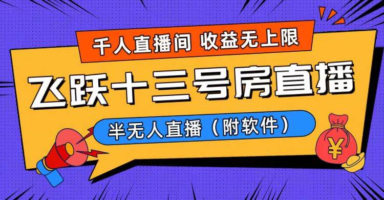 爆火飞跃十三号房半无人直播，一场直播上千人，日入过万！（附软件）-布丁源码-专业的网站源码代码分享平台!