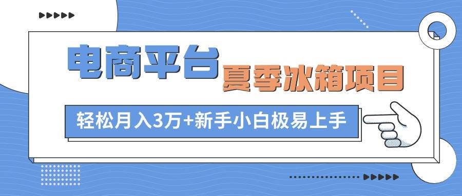 电商平台夏季冰箱项目，轻松月入3万+，新手小白极易上手-布丁源码-专业的网站源码代码分享平台!