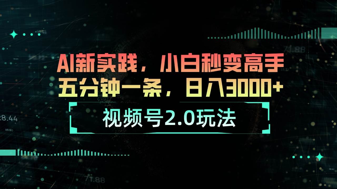 视频号2.0玩法 AI新实践，小白秒变高手五分钟一条，日入3000+-布丁源码-专业的网站源码代码分享平台!