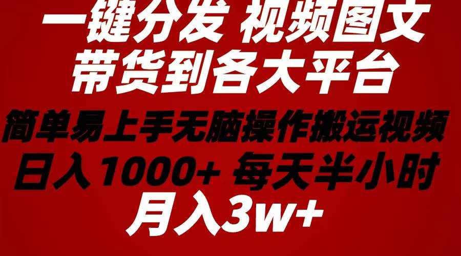 2024年 一键分发带货图文视频  简单易上手 无脑赚收益 每天半小时日入1…-布丁源码-专业的网站源码代码分享平台!