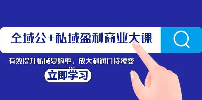 全域公+私域盈利商业大课，有效提升私域复购率，放大利润且持续变现-布丁源码-专业的网站源码代码分享平台!