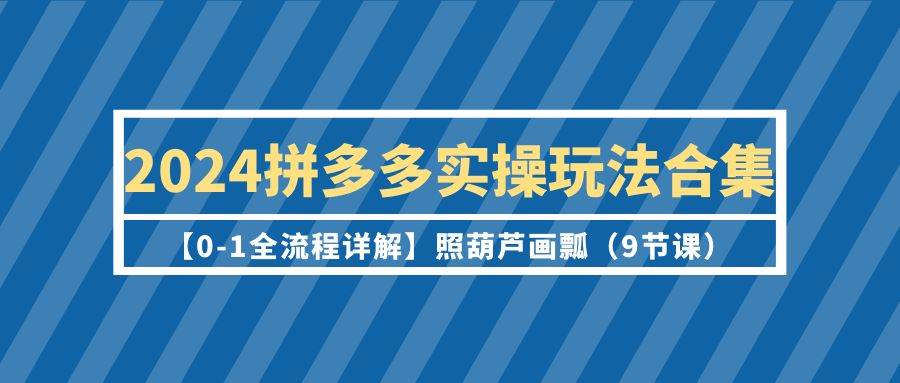 2024拼多多实操玩法合集【0-1全流程详解】照葫芦画瓢（9节课）-布丁源码-专业的网站源码代码分享平台!