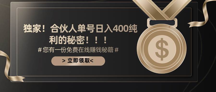 合伙人广告撸金最新玩法，每天单号400纯利-布丁源码-专业的网站源码代码分享平台!