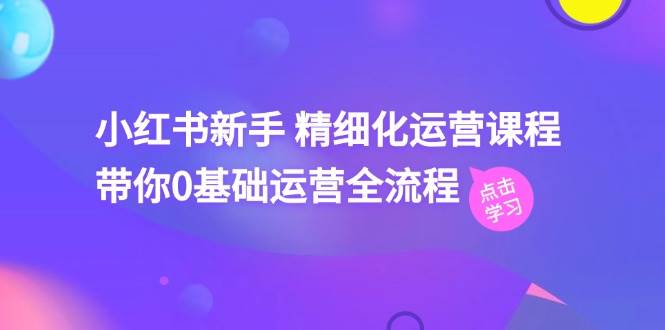小红书新手 精细化运营课程，带你0基础运营全流程（41节视频课）-布丁源码-专业的网站源码代码分享平台!