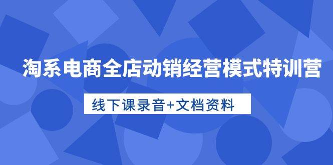 淘系电商全店动销经营模式特训营，线下课录音+文档资料-布丁源码-专业的网站源码代码分享平台!