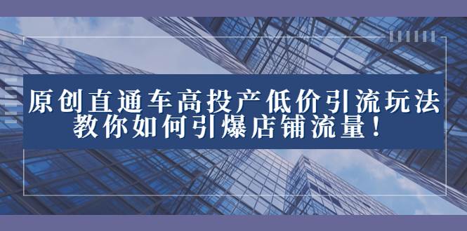 2023直通车高投产低价引流玩法，教你如何引爆店铺流量！-布丁源码-专业的网站源码代码分享平台!