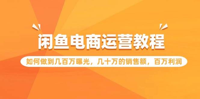 闲鱼电商运营教程：如何做到几百万曝光，几十万的销售额，百万利润-布丁源码-专业的网站源码代码分享平台!