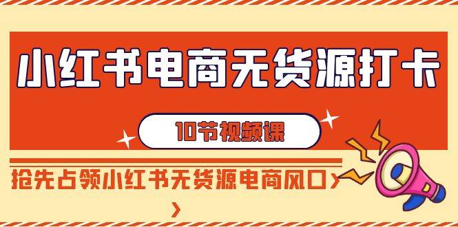 小红书电商-无货源打卡，抢先占领小红书无货源电商风口（10节课）-布丁源码-专业的网站源码代码分享平台!