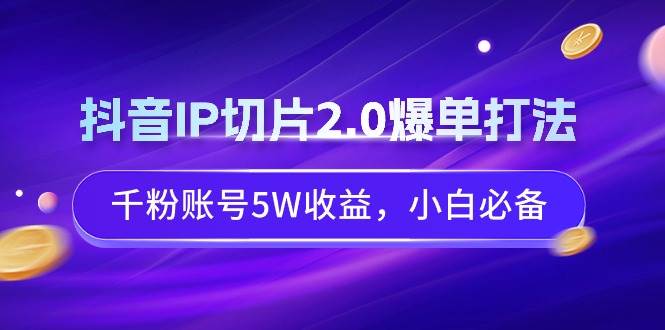 抖音IP切片2.0爆单打法，千粉账号5W收益，小白必备-布丁源码-专业的网站源码代码分享平台!