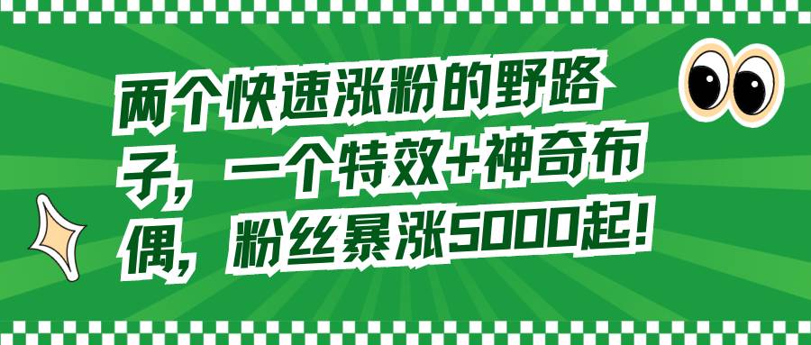 两个快速涨粉的野路子，一个特效+神奇布偶，粉丝暴涨5000起！-布丁源码-专业的网站源码代码分享平台!