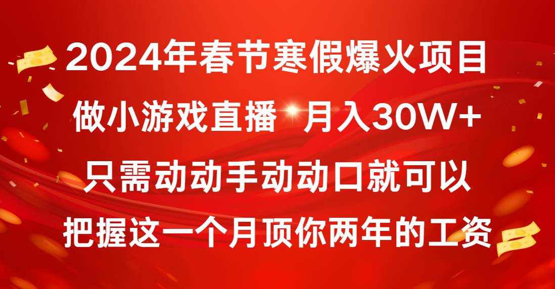 2024年春节寒假爆火项目，普通小白如何通过小游戏直播做到月入30W+-布丁源码-专业的网站源码代码分享平台!