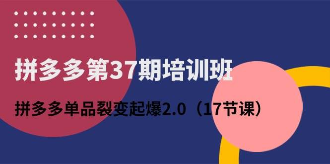 拼多多第37期培训班：拼多多单品裂变起爆2.0（17节课）-布丁源码-专业的网站源码代码分享平台!