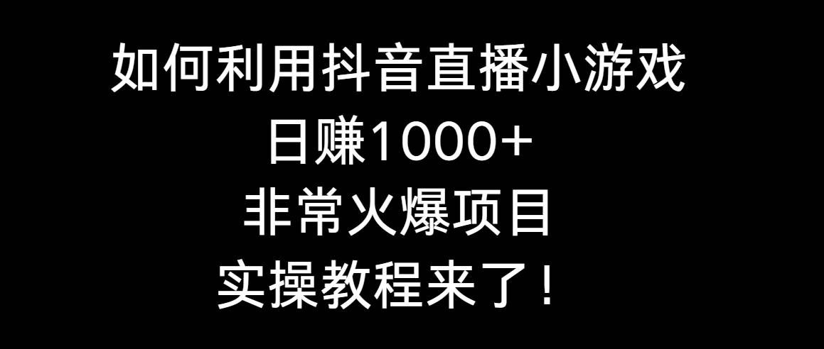 如何利用抖音直播小游戏日赚1000+，非常火爆项目，实操教程来了！-布丁源码-专业的网站源码代码分享平台!